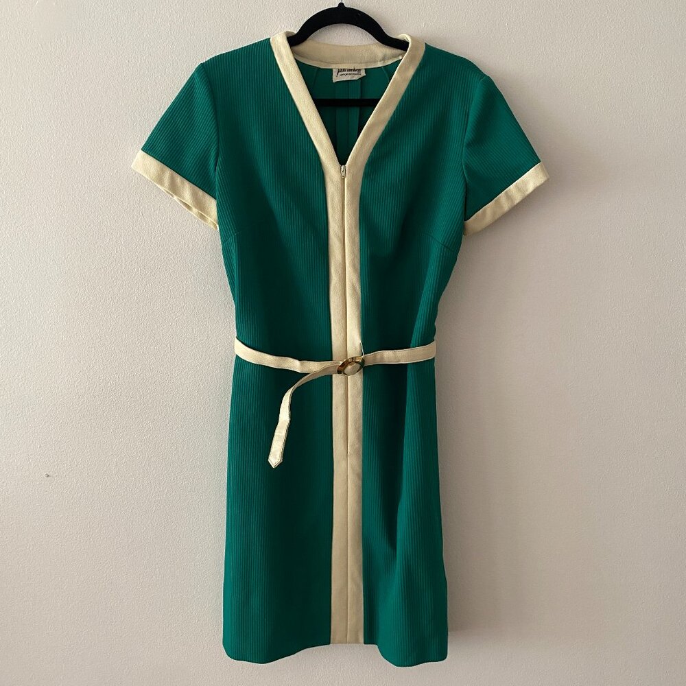 Vintage John Norman Inc. "Style for Miss Executive" Green Belted Mini Dress